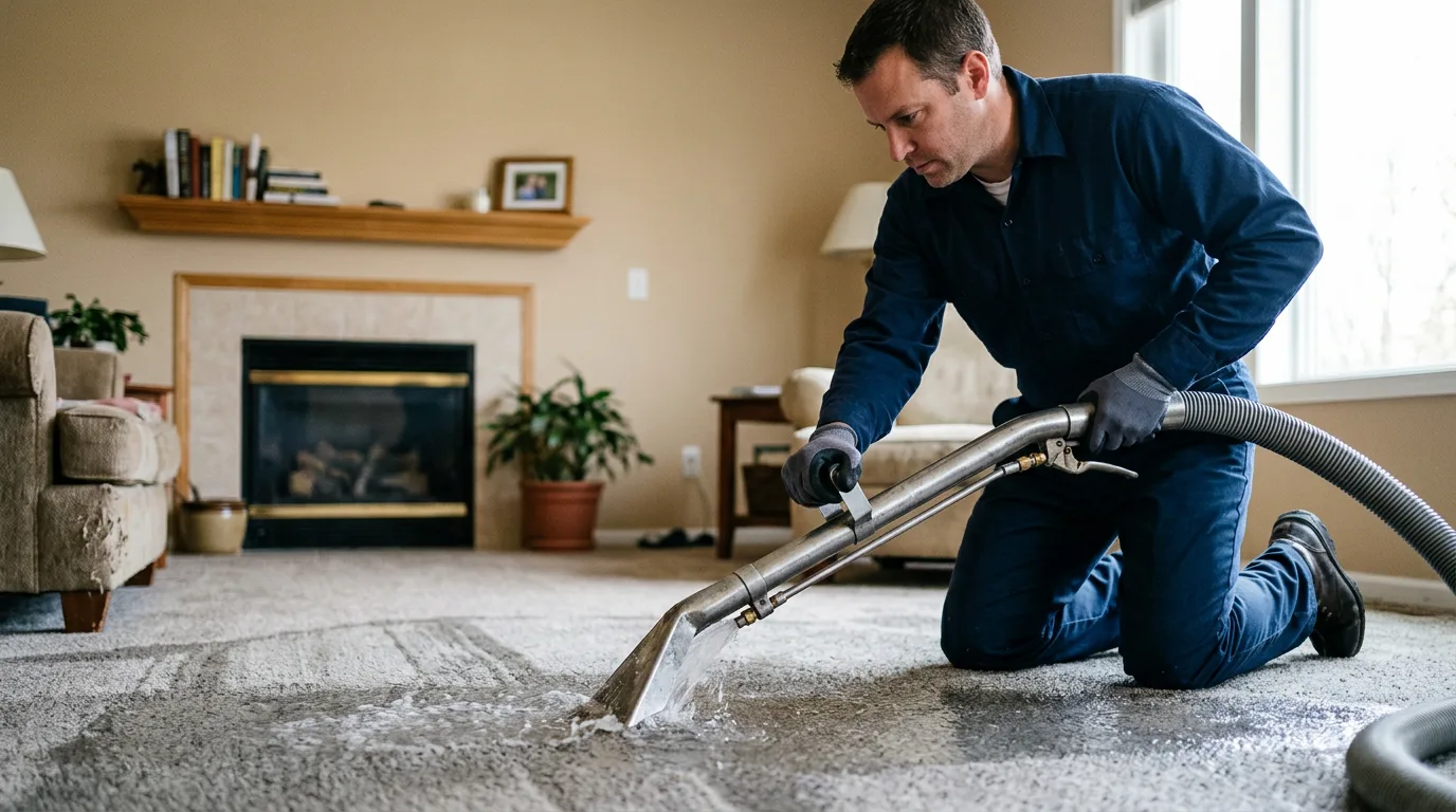 Water damage restoration technician working near Rockland, MA